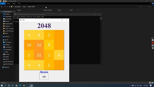 2048 game made in Python 3.8 (tkinter) смотреть онлайн