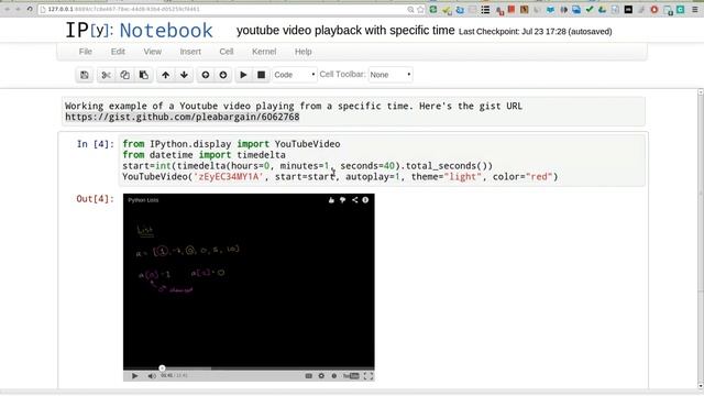 how to ipython notebook playback of youtube video at specific time смотреть онлайн