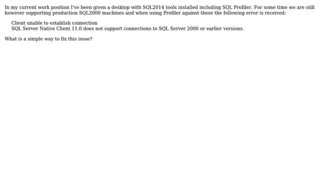 Modern SQL Profiler against SQL 2000 смотреть онлайн