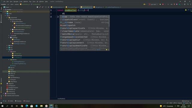 Приложение "Weather at home" на React #7. Redux-thunk, пишем логику взаимодействия с API (1). смотреть онлайн