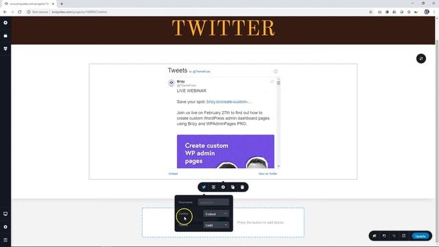 Twitter Element | Brizy PRO (WordPress + Cloud) смотреть онлайн