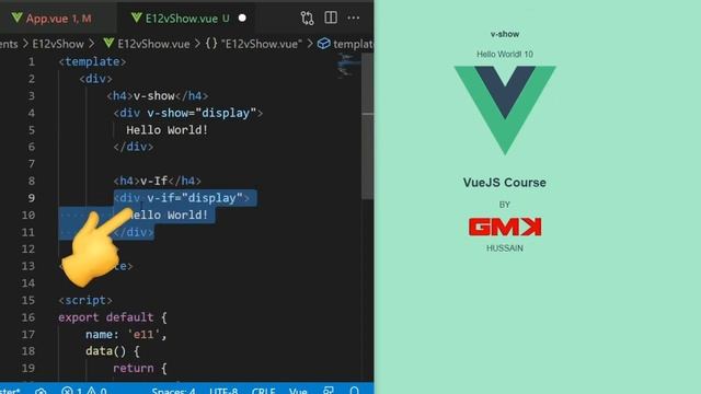 Vue #S12 ? v-show and v-if conditional rendering directives vue3 vuejs complete crash course 2023 смотреть онлайн
