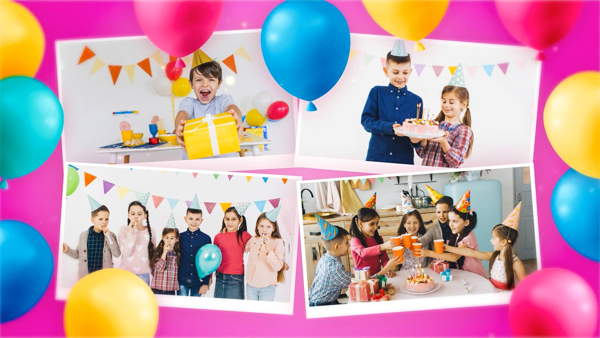 Слайд-шоу "Веселый праздник 4" (поздравление, видео из фото). Пример. Монтаж видео на заказ.