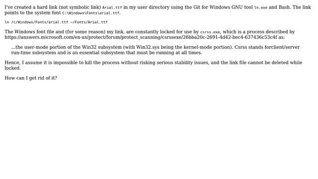 Remove hard link when target is locked by system process смотреть онлайн