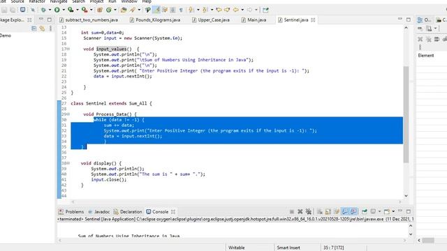 Sum of Numbers Using Inheritance in Java смотреть онлайн
