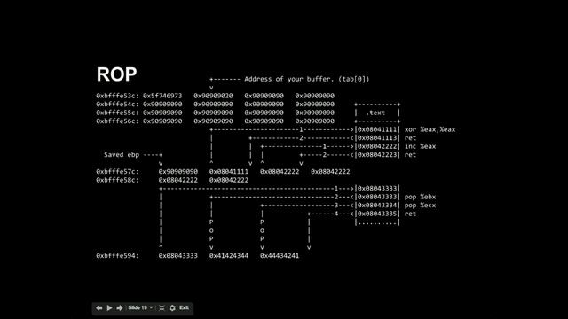Offensive Computer Security 2014 - Lecture 20 Return Oriented Programming (Hands on) смотреть онлайн