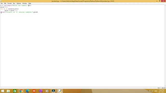 Python Program to find the Product of 'n' natural numbers || Python Program by using for loop смотреть онлайн
