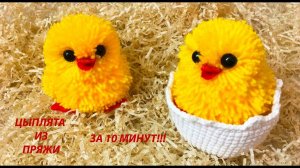 ЦЫПЛЯТА ИЗ ПРЯЖИ/ИЗ ПОМПОНОВ/Chicken from pom poms