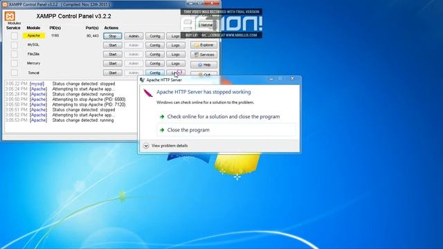 Apache HTTP Server has stopped working | XAMPP, Windows 7 смотреть онлайн