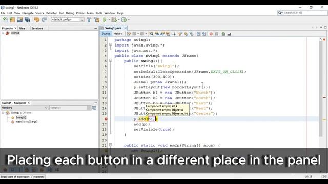 BorderLayout | Java Swing Tutorial смотреть онлайн