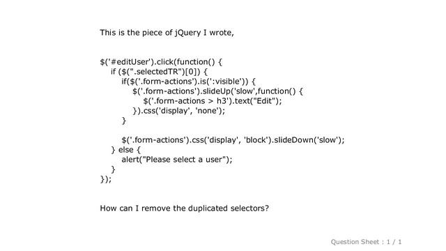 jQuery : Jetbrains PHPStorm 5.0.4 tells me I have a Duplicated jQuery Selector смотреть онлайн