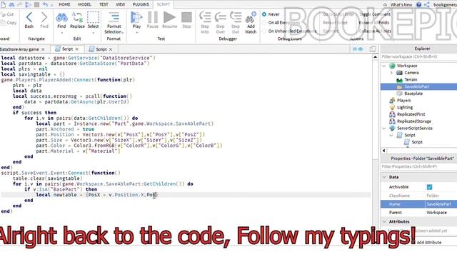 SAVE PARTS IN ROBLOX! How to save Arrays In DataStoreService | Roblox Studio смотреть онлайн