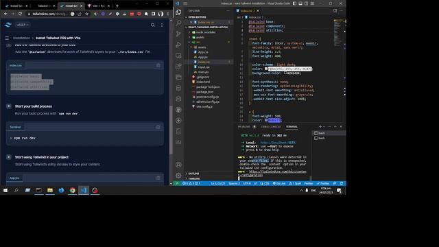 Installing Tailwind css in vite + react смотреть онлайн