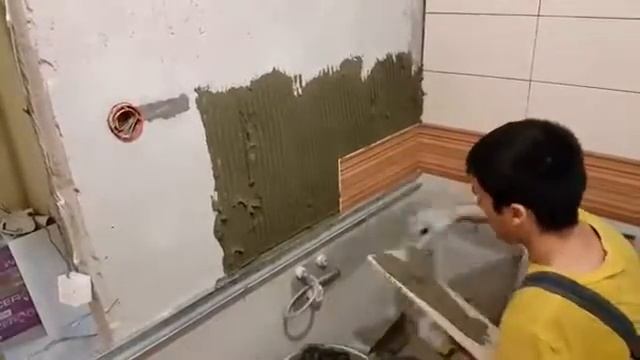 Укладки плитки в санузле. Процесс. смотреть онлайн