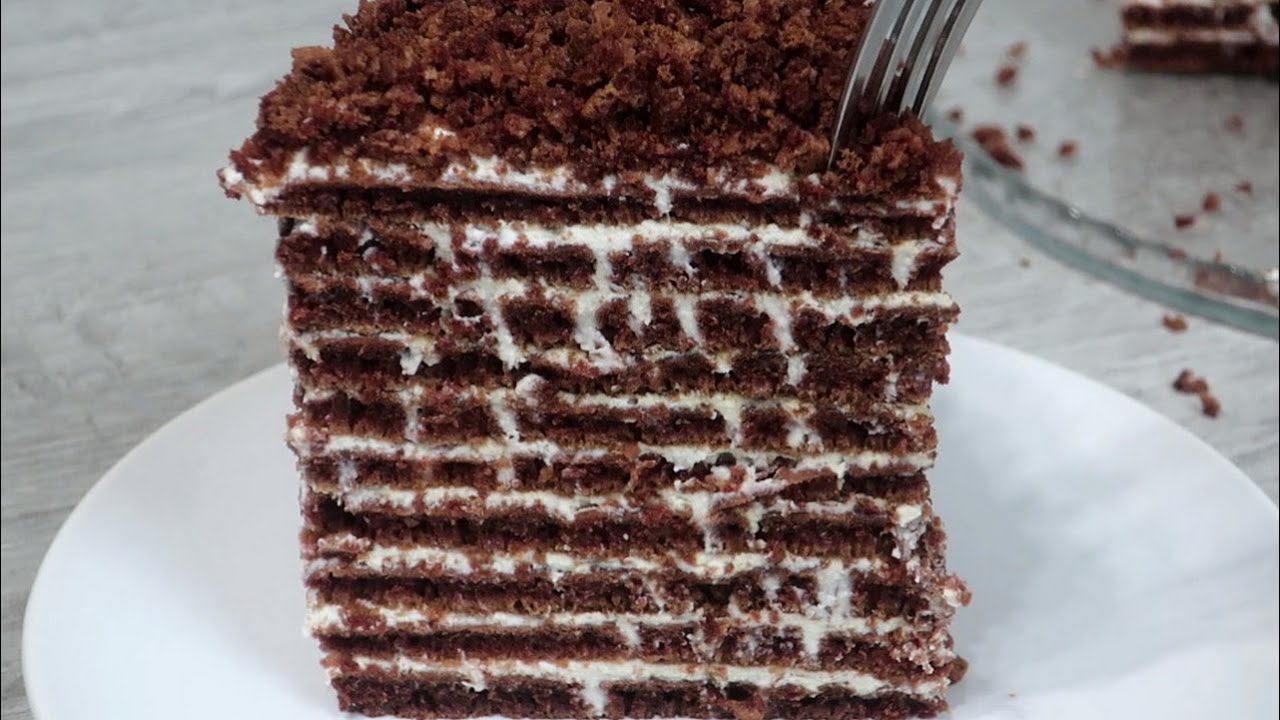 Шоколадный торт без выпечки и духовки. Готовим на сковороде смотреть онлайн