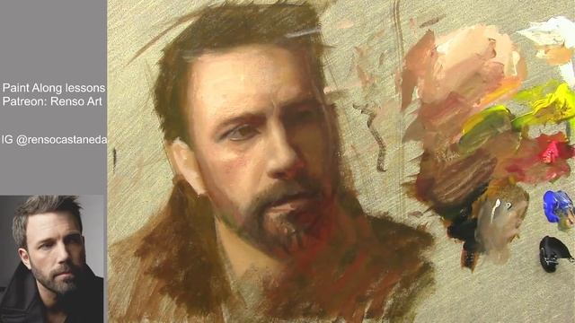 How to paint a portrait in Acrylics - Ben Affleck смотреть онлайн