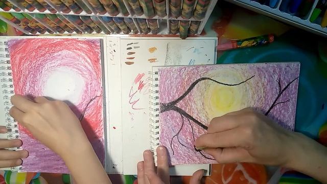 Рисуем пастелью с альбиночкой вместе.Котики смотрят на рассвет смотреть онлайн