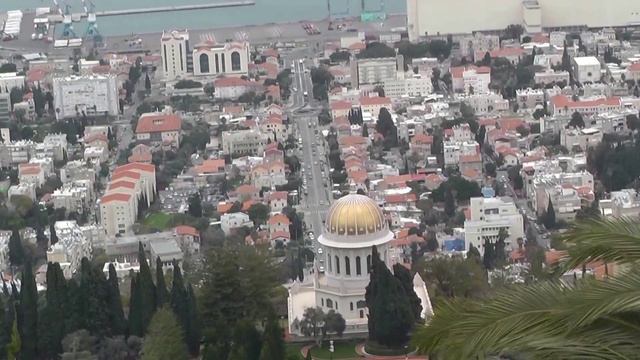 г.Хайфа вид на Бахайский храм. смотреть онлайн