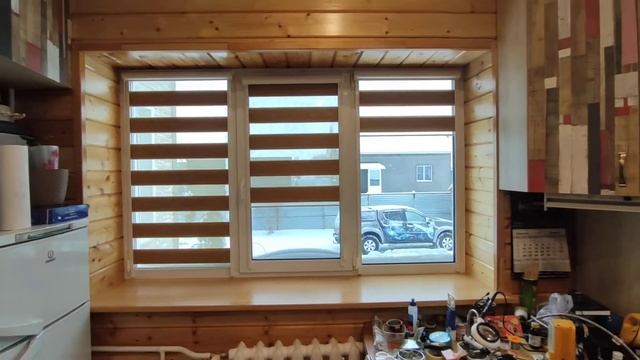 Рулонные шторы Зебра с тканью Этник  без сверления рамы ПВХ  от компании SVIL