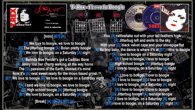 T-Rex - I Love to Boggie A Jam Track Guitar Chords  Lyrics