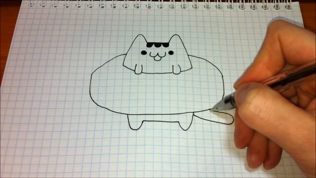 Простые рисунки #324 Как нарисовать Кота Пушина  в пончике ?