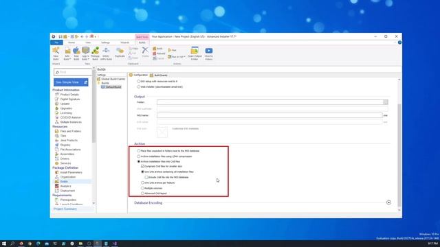 CAB Files - Configuring CAB Embedding Options