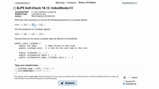 Java Practice-It || 16.13 linkedNodes13 || ListNodes, LinkedLists смотреть онлайн