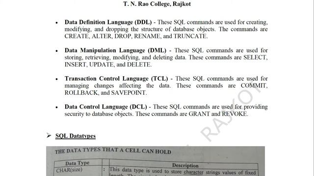 BCA Sem - 3 RDBMS using ORACLE - SQL Commands смотреть онлайн