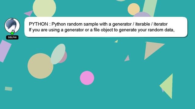 PYTHON : Python random sample with a generator / iterable / iterator смотреть онлайн