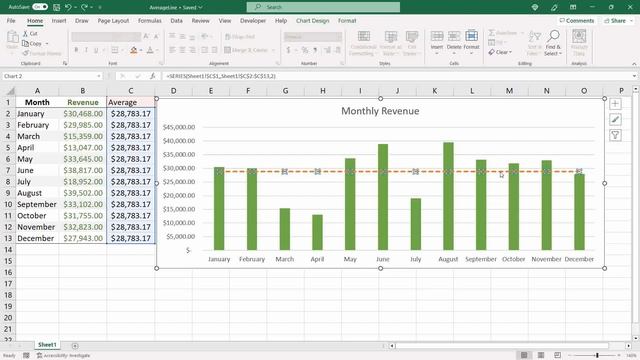 How to Add AVERAGE LINE In An EXCEL CHART - Easy To Follow смотреть онлайн