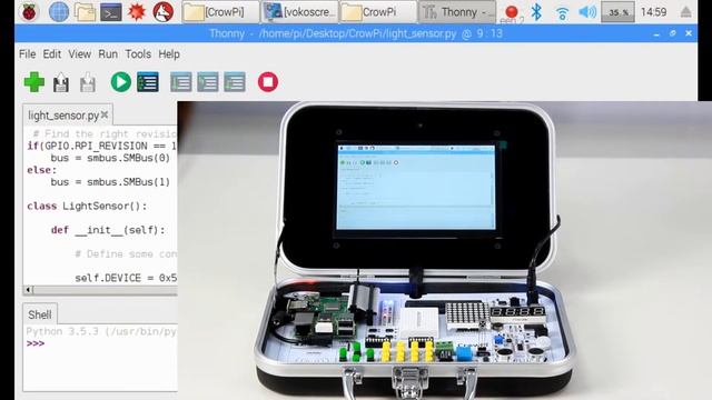 CrowPi Python Lesson 6 Detect low or bright light using the Light sensor смотреть онлайн
