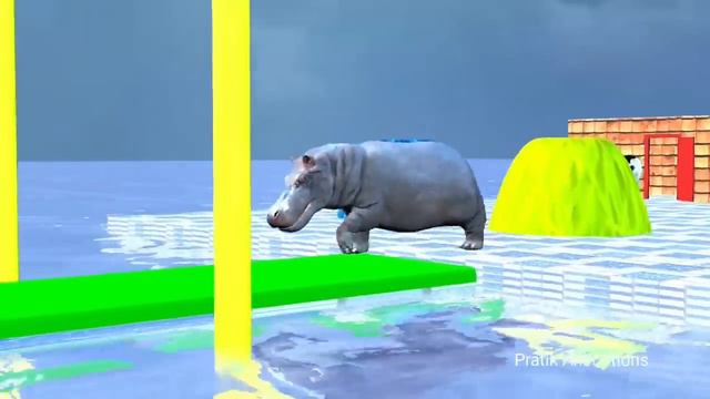 Animal Transformation Fountain Crossing Game With Elephant Gorilla Cow Tiger Lion Bear - Animal Gam смотреть онлайн