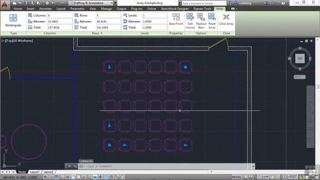 Beginners Autodesk AutoCAD 2014 Tutorial | Rectangular Arrays смотреть онлайн