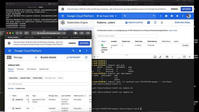Demonstration of a GCS-FUSE sidecar docker container accessing protected data from a bucket in k8s смотреть онлайн