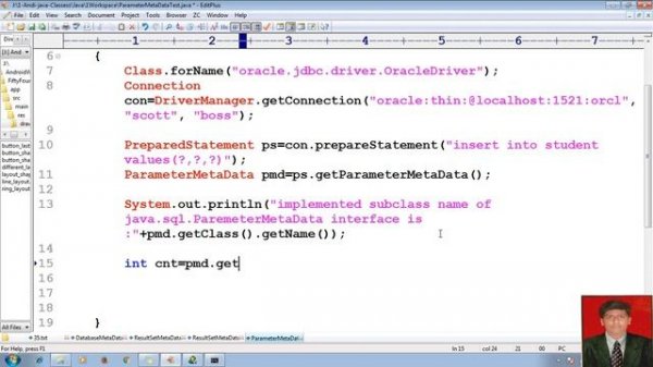 74 Advanced Java Tutorial |JDBC | ParameterMetadata | Java Database Connectivity | adv java