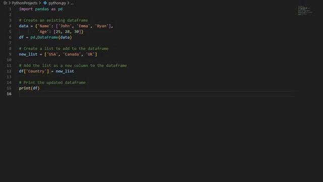 Python Add List to Existing DataFrame - Python Tutorial смотреть онлайн