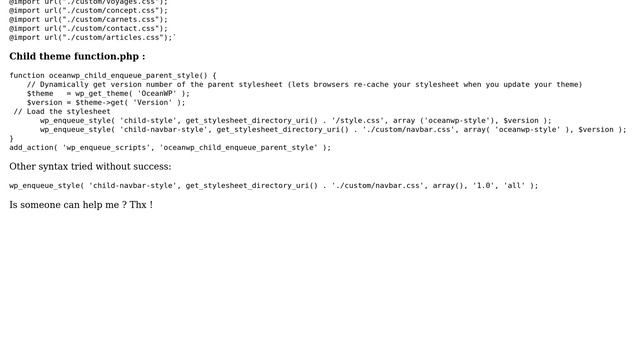 Wordpress: How to enqueue multiple style sheets into my child theme in wordpress (oceanwp)? смотреть онлайн