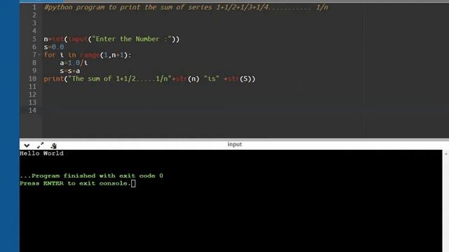 Python Program to Print Sum of series 1+1/2+....+1/N || Tamil смотреть онлайн