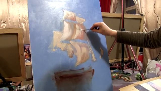 парусник в бухте  как нарисовать корабль А Южаков а17