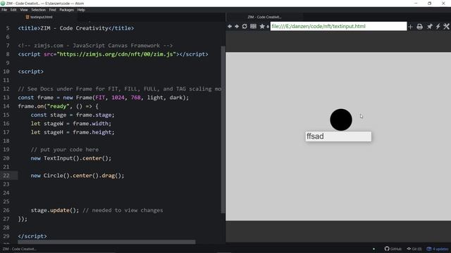 ZIM Bubbling: 154. Input Text on the JavaScript Canvas with ZIMjs смотреть онлайн