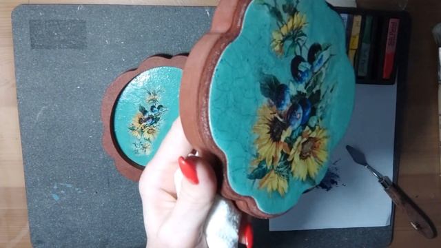 Декупаж рисовой бумагой + кракелюр. DIY. Decoupage with rice paper + craquelure. смотреть онлайн