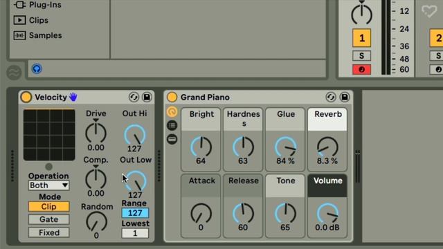Эффект Velocity в Ableton Live