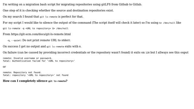 Ubuntu: How to completely silence git ls-remote? смотреть онлайн