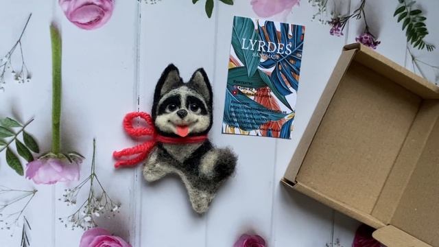 ❤️ Брошка "Щенок Хаски", валяние. / ❤️ Brooch "Puppy Husky", felting. смотреть онлайн