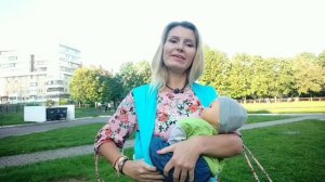 Намотка "Колыбелька" в трикотажном слинге-шарфе для новорожденных