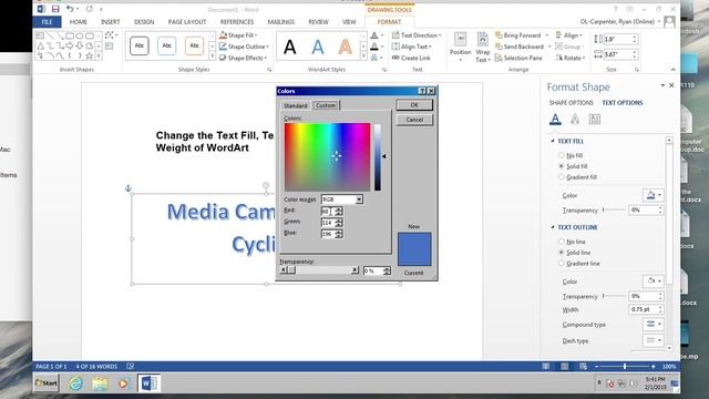 Change the Text Fill, Text Outline, & Text Outline Weight of WordArt смотреть онлайн
