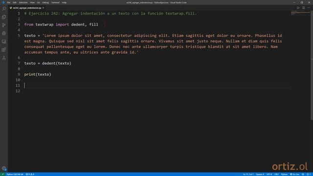 Python - Ejercicio 242: Agregar Indentación a un Texto con la Función textwrap.fill смотреть онлайн