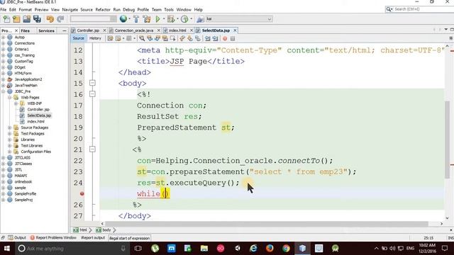 JDBC connectivity in hindi lec-11(data selection from oracle database ) смотреть онлайн