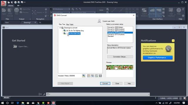 Hướng dẫn convert bản vẽ autocad xuống bản thấp hơn bằng phần mềm DWG Trueview смотреть онлайн