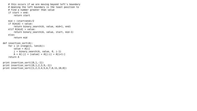 Code Review: Insertion sort with binary search in Python смотреть онлайн